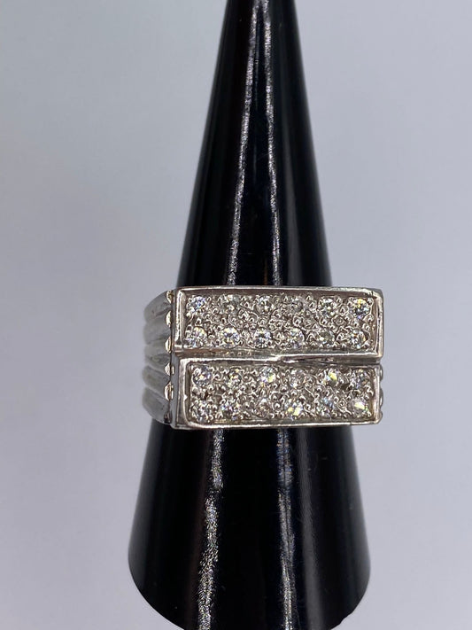 Silver & 0.53ct diamond Diagonal Shift Ring