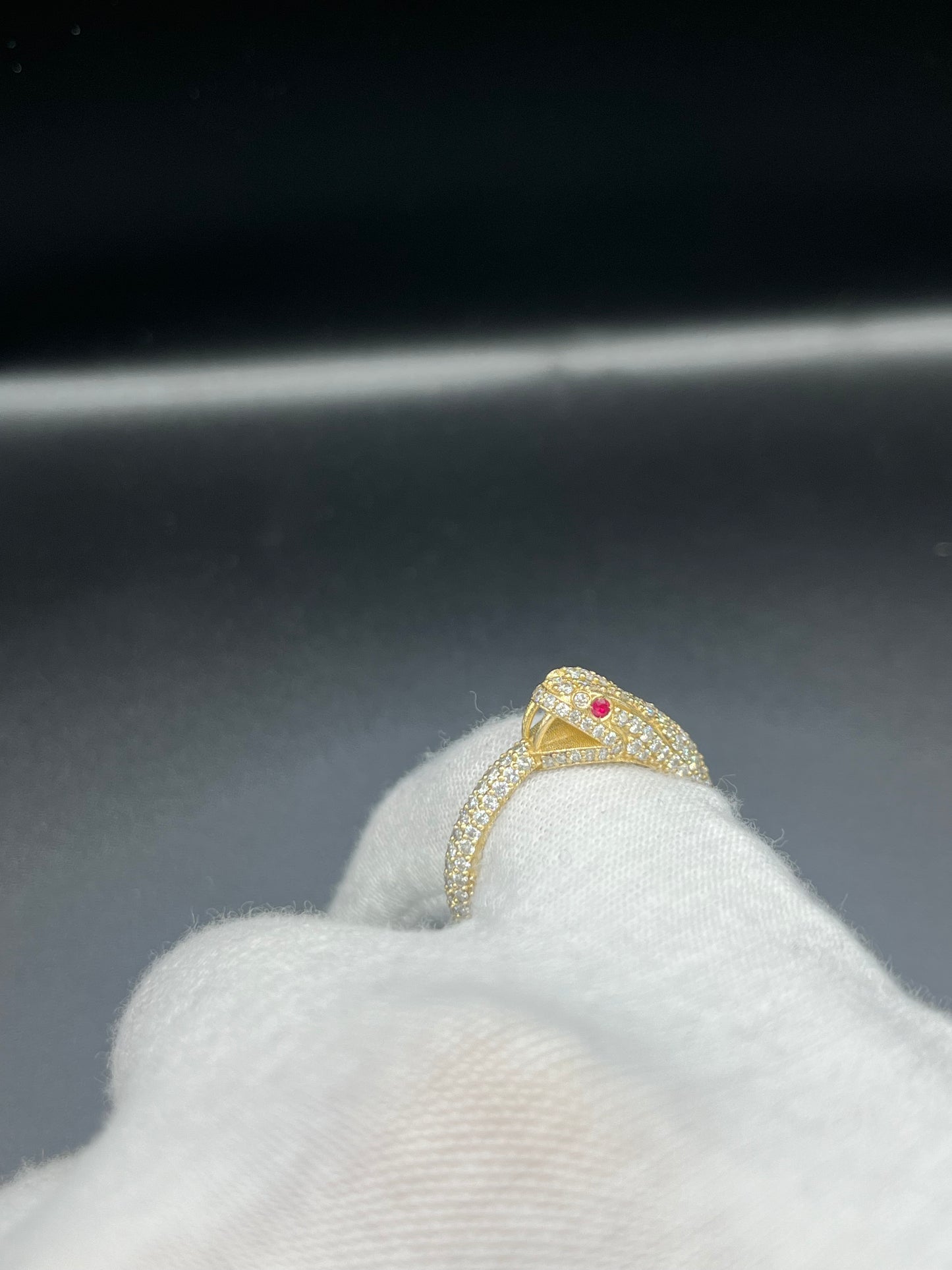 Custom 10k gold vvs diamond snake ring