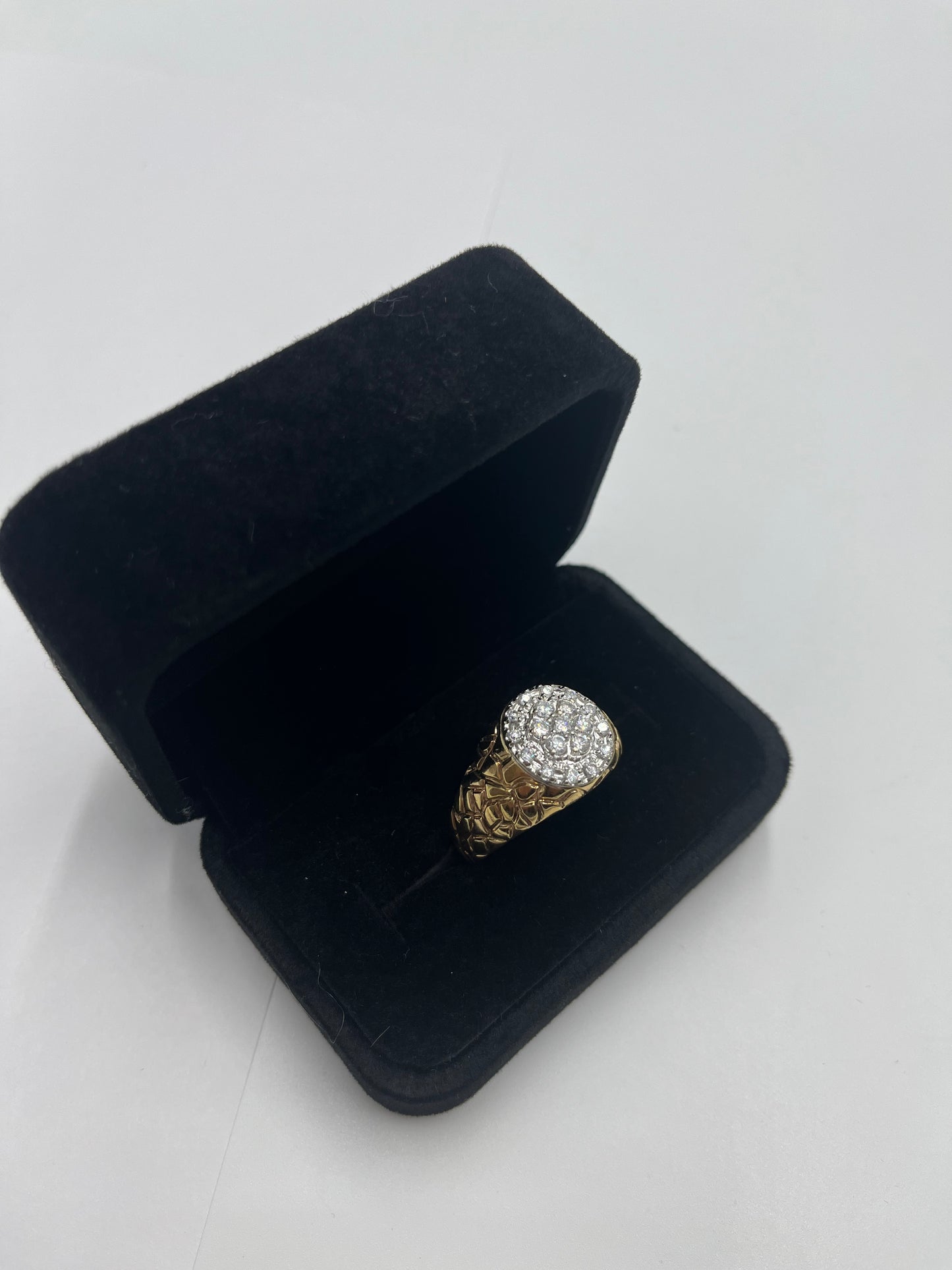 10 karat gold Cz 2 Tone Nugget Ring