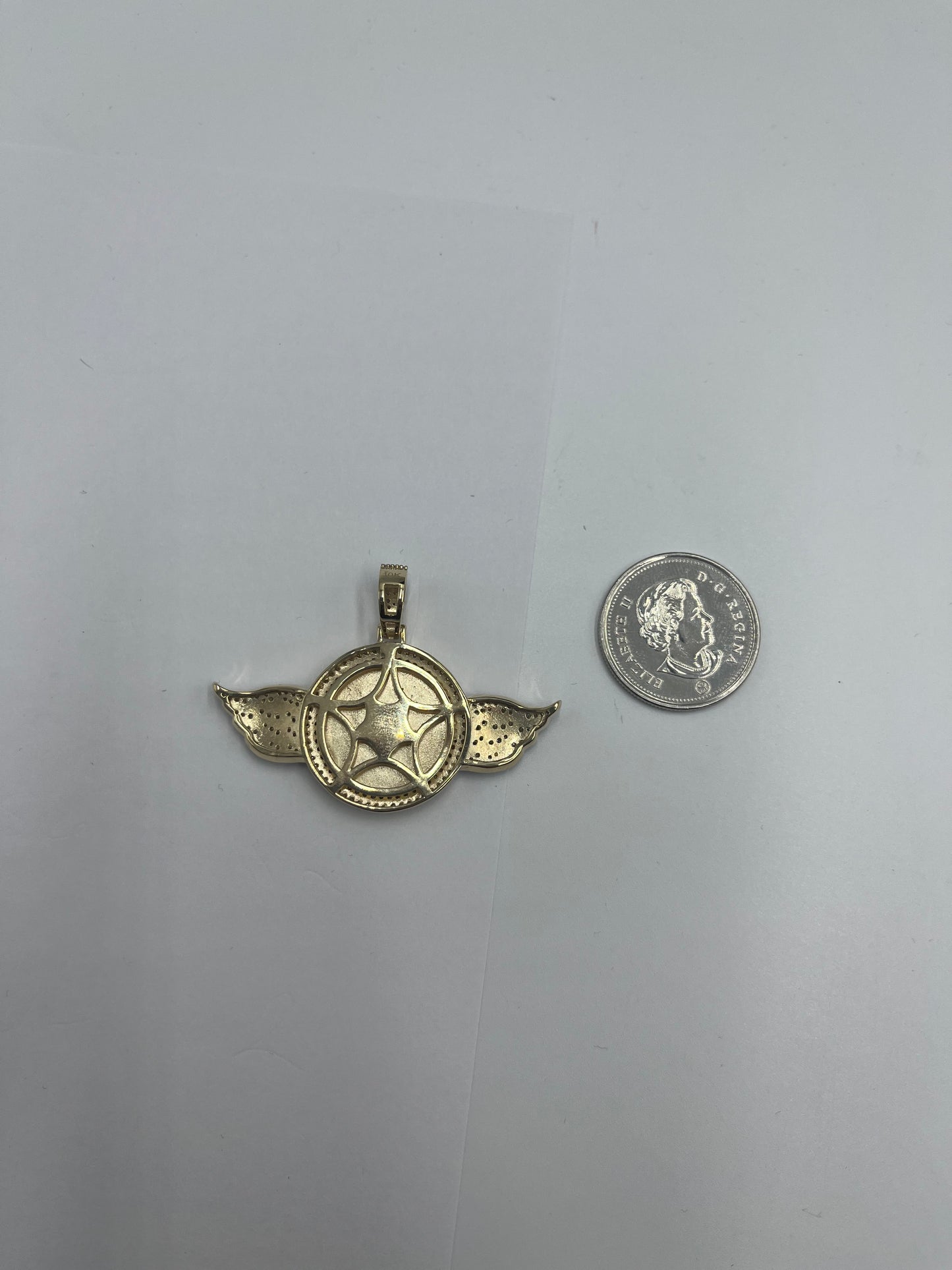 Angel wings round picture pendant