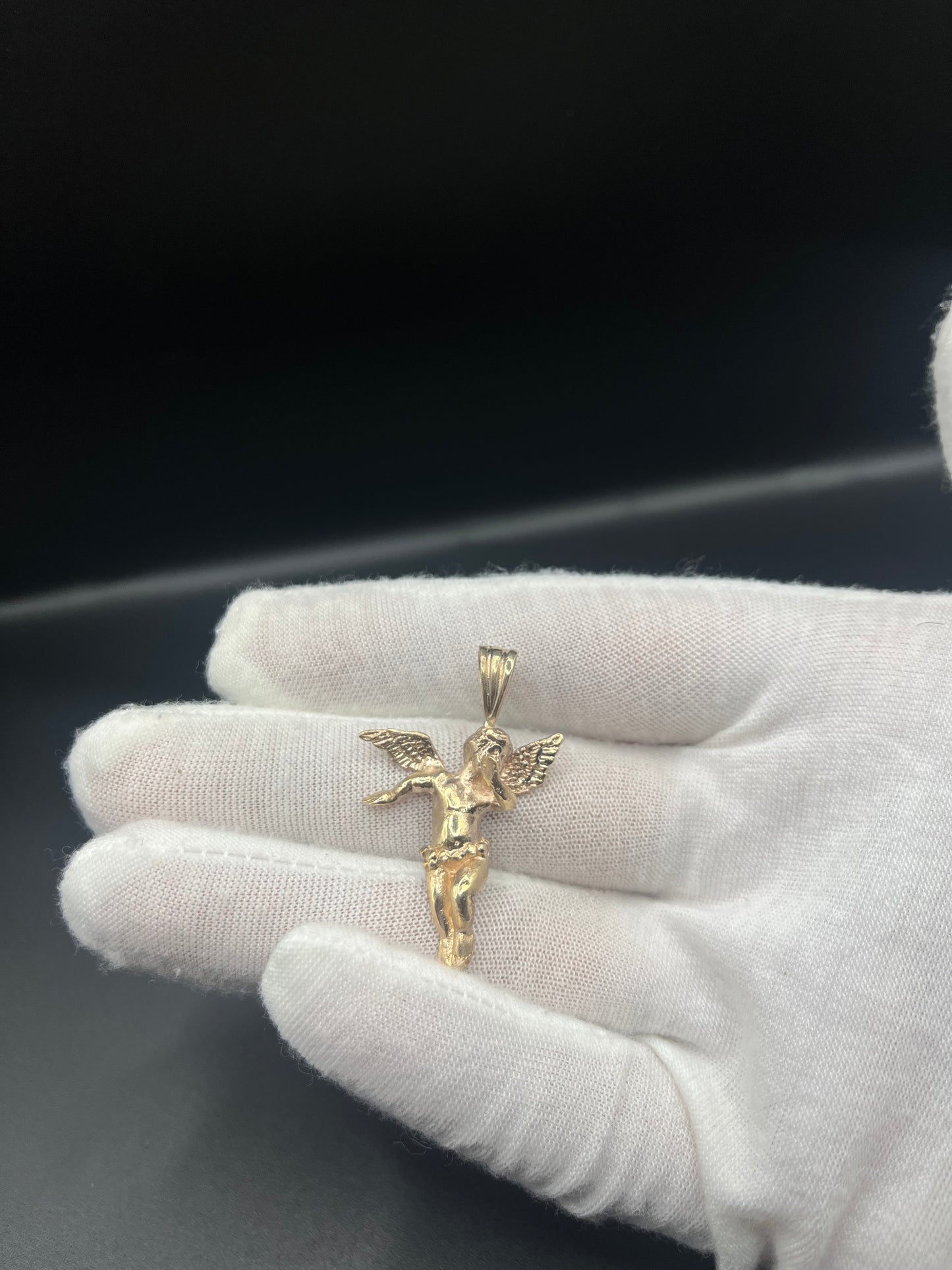 10k gold solid angel pendant