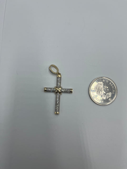 10 karat gold diamond cross pendant