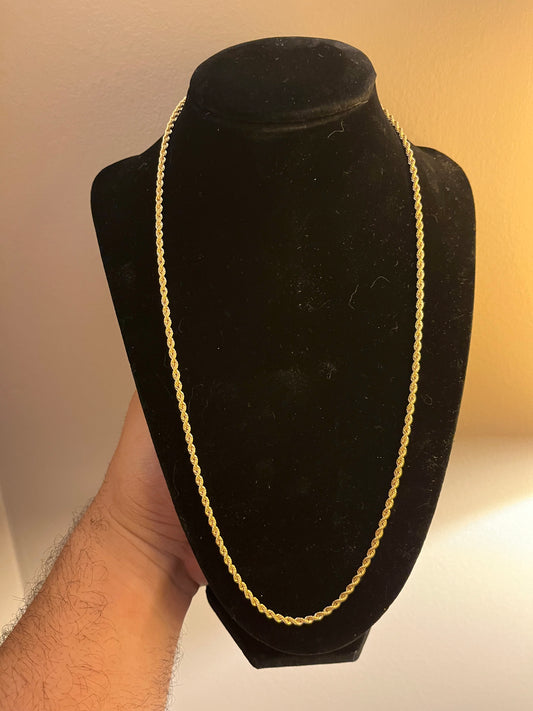 10k solid 3mm rope chain