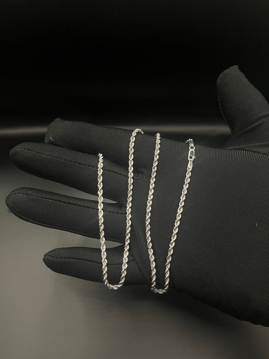 10k solid white gold rope chain