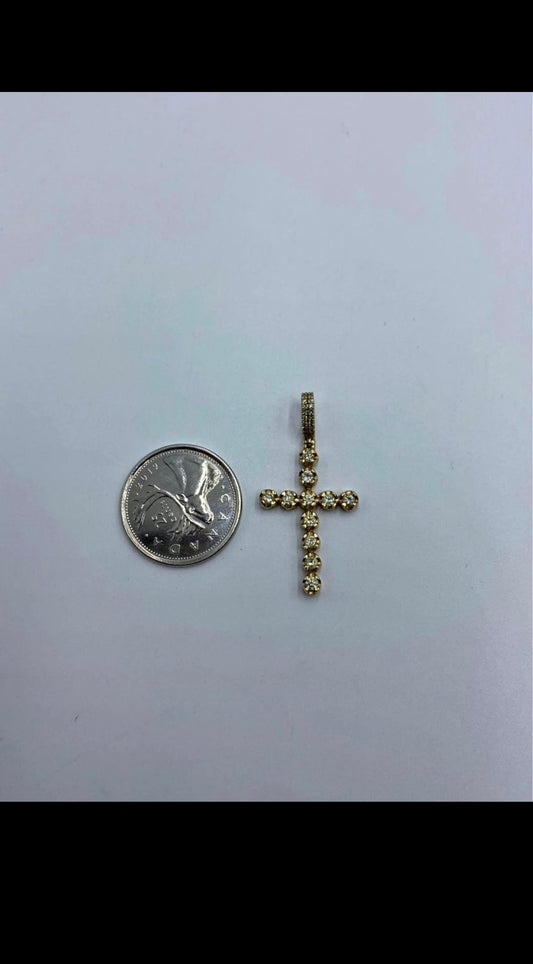 10k gold natural diamond cross