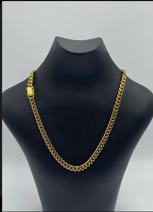 Semi solid 10karat gold 7mm cuban link chain