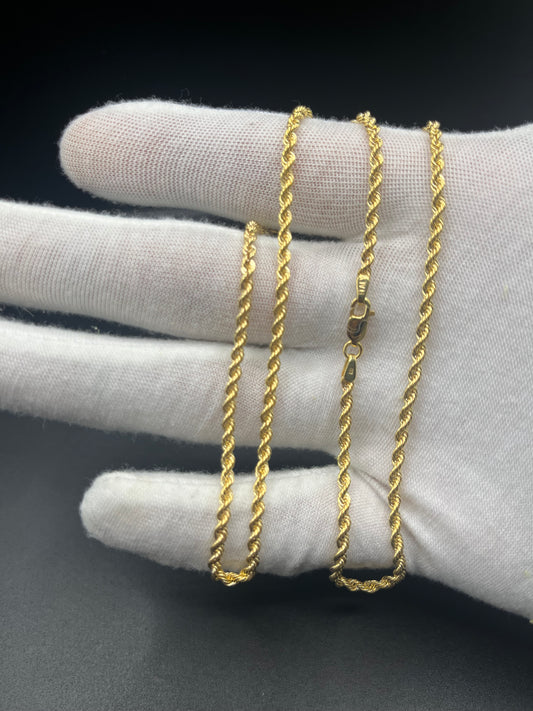 3mm 10k gold 20inch rope chain