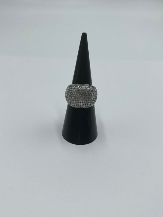 10 karat white gold cz snow ball ring