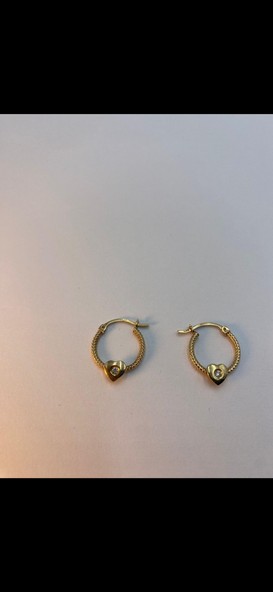 10k Cz loop Heart earrings