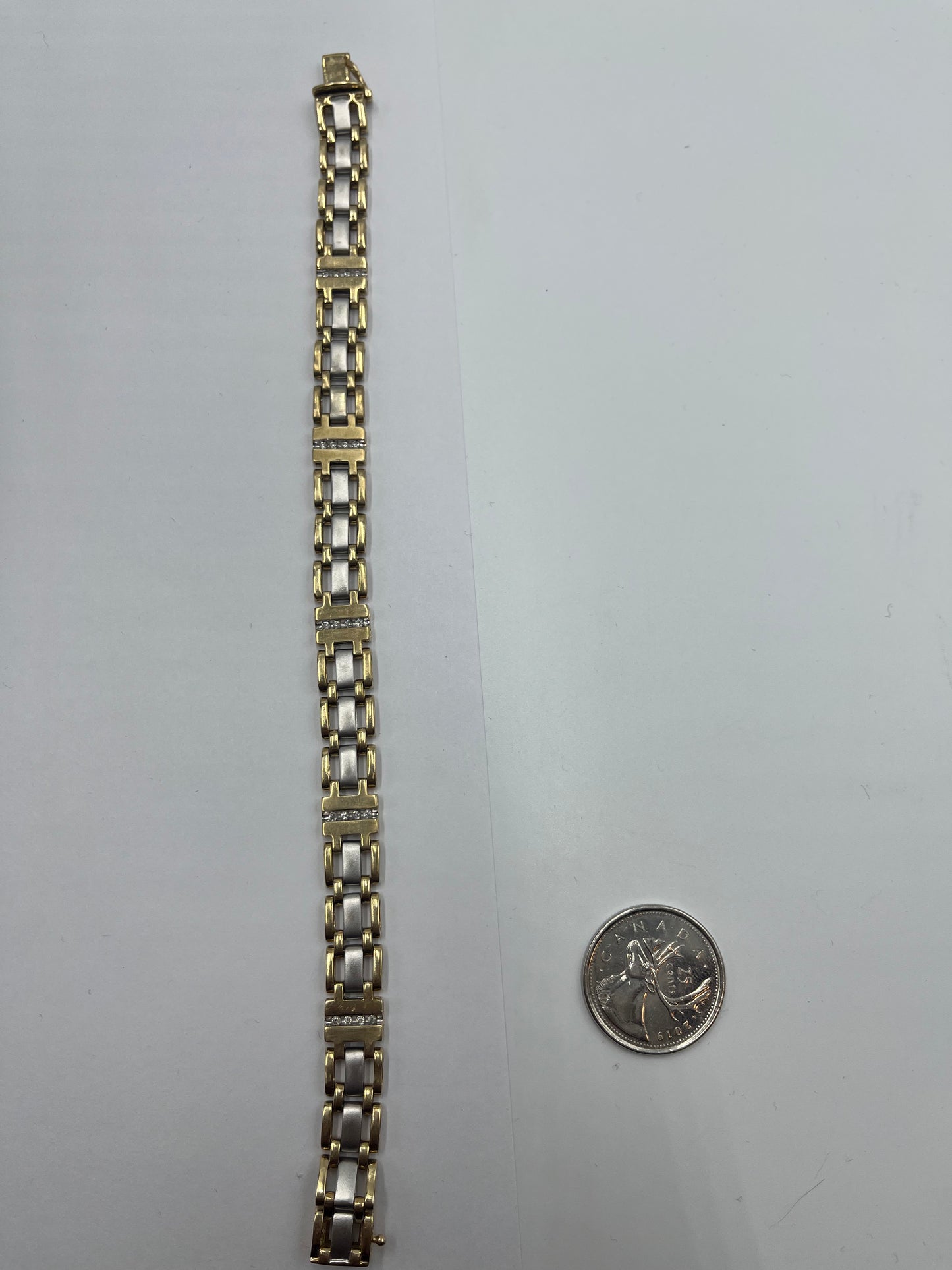 2 tone diamond watch link bracelet