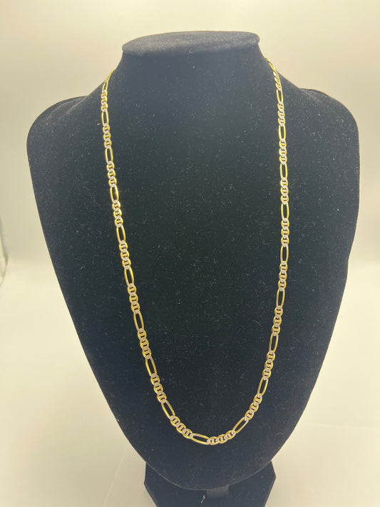 10 karat 2 tone figaro Mariner chain