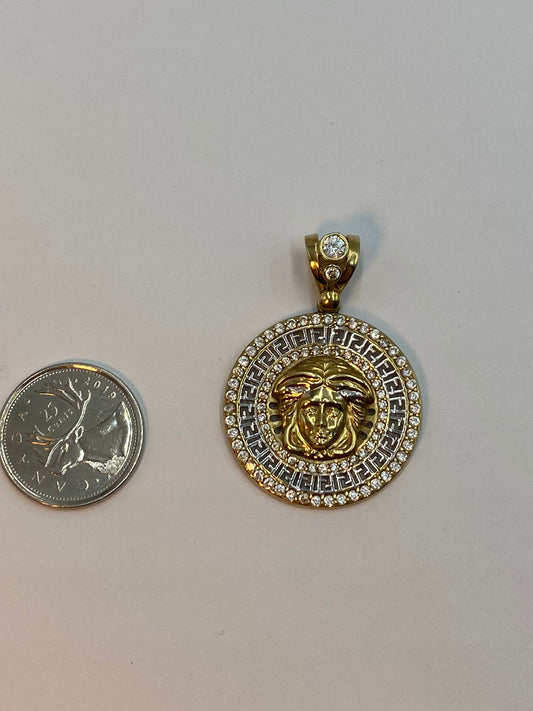 Cz 10k gold Medusa pendant